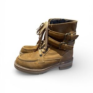 Blowfish Malibu Brown Suede Combat Boots Lace-Up Cottagecore Shoes